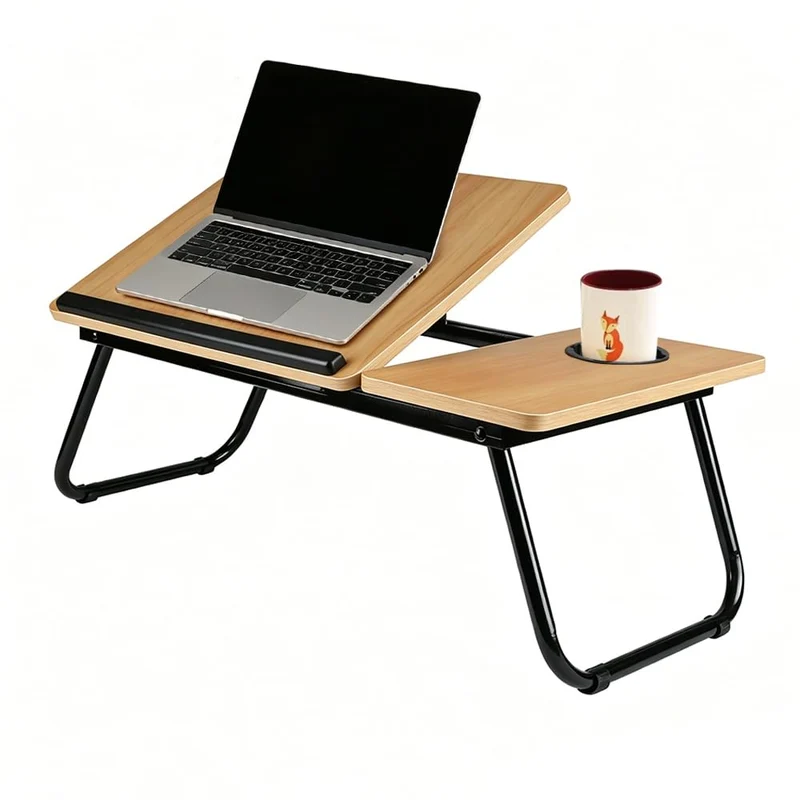 Laptoptisch für Bett, höhenverstellbarer Betttisch für Sofa 56x33x25cm Nussbaum, Nussbaum