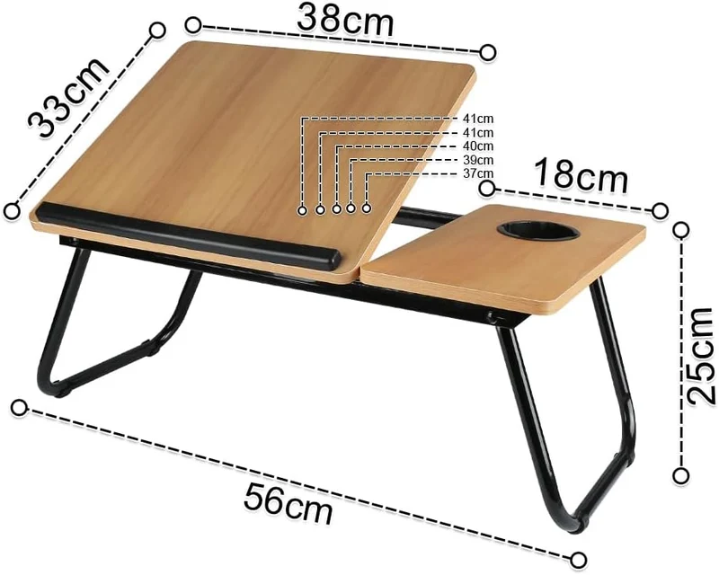 Laptoptisch für Bett, höhenverstellbarer Betttisch für Sofa 56x33x25cm Nussbaum, Nussbaum