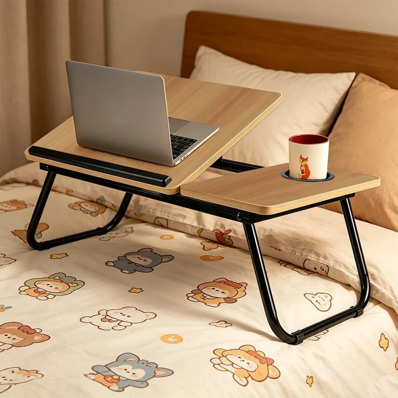 Laptoptisch für Bett, höhenverstellbarer Betttisch für Sofa 56x33x25cm Nussbaum, Nussbaum