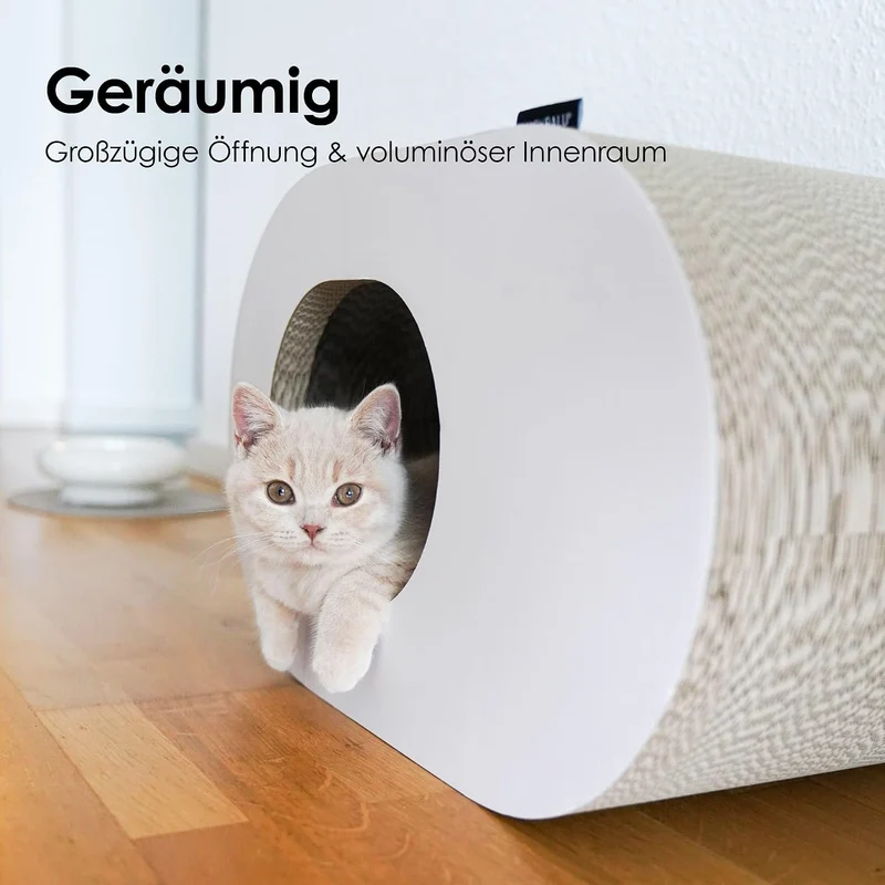 LucyBalu® PAPERCAVE Katzenhöhle aus Kratzpappe – Weiss Natur, Natur