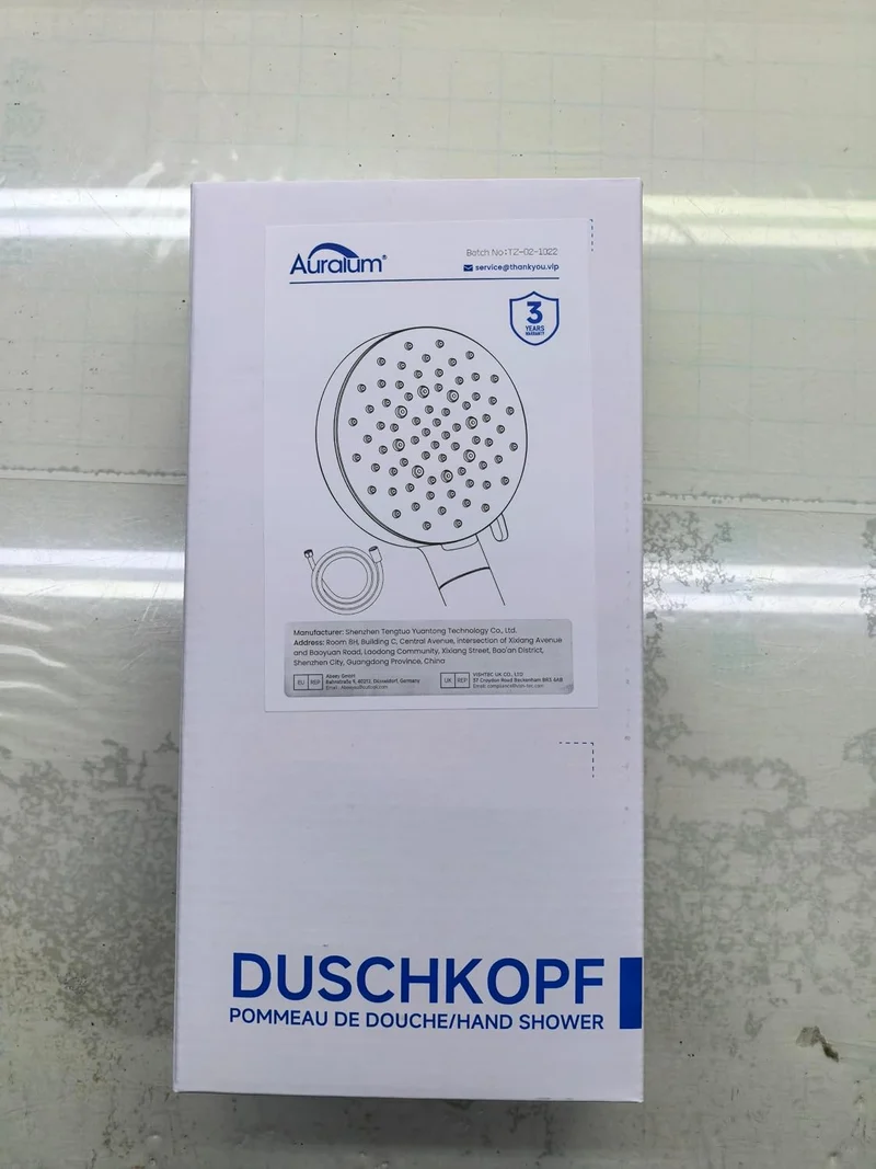 Auralum Duschbrause mit Filter für Hartes Wasser – Hochdruck-Handbrause mit 6 Strahlarten, Wasserspa