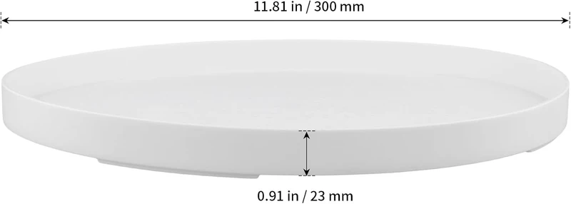 4 Stück Deko Tablett rund, Serviertablett 30 x 30 x 2,3 cm PP‑Kunststoff Weiss rutschfest, Servierpl