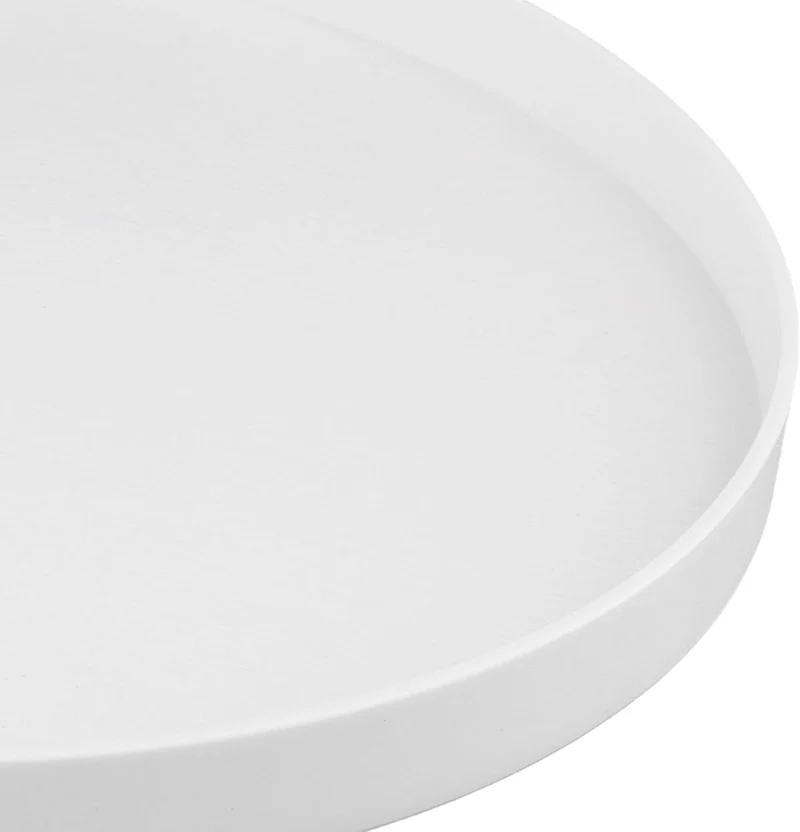 4 Stück Deko Tablett rund, Serviertablett 30 x 30 x 2,3 cm PP‑Kunststoff Weiss rutschfest, Servierpl