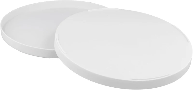 4 Stück Deko Tablett rund, Serviertablett 30 x 30 x 2,3 cm PP‑Kunststoff Weiss rutschfest, Servierpl