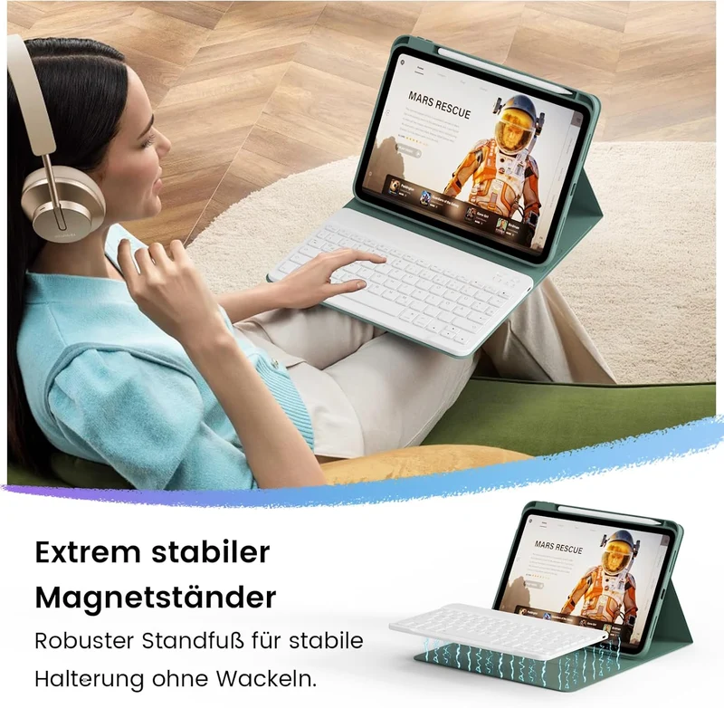 Tastatur hülle für iPad Air 11 Zoll (M4/M3/M2) 2026/2025/2024 Hellgrün, Hellgrün