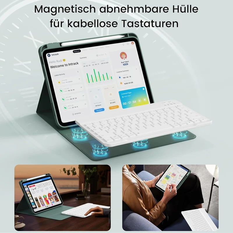 Tastatur hülle für iPad Air 11 Zoll (M4/M3/M2) 2026/2025/2024 Hellgrün, Hellgrün
