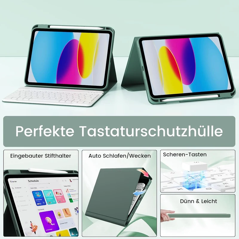 Tastatur hülle für iPad Air 11 Zoll (M4/M3/M2) 2026/2025/2024 Hellgrün, Hellgrün