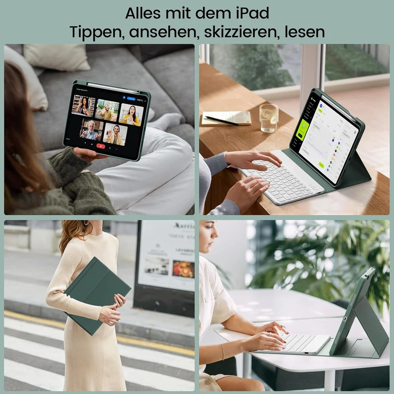 Tastatur hülle für iPad Air 11 Zoll (M4/M3/M2) 2026/2025/2024 Hellgrün, Hellgrün