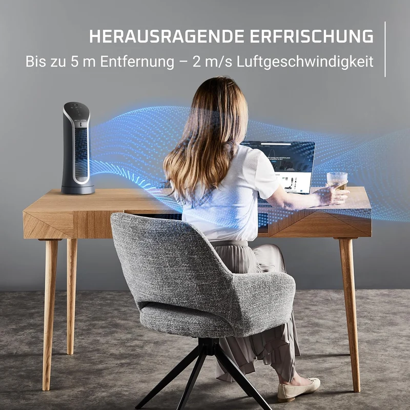 Rowenta Eole Compact Turmventilator, Schwarz, VU6220F0 Turmventilator Tisch - 6 Geschwindigkeitsstuf