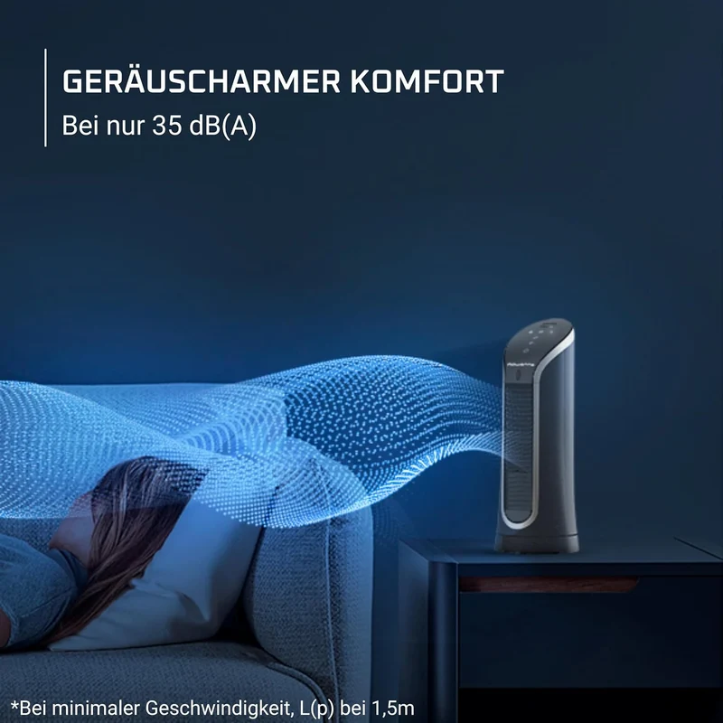 Rowenta Eole Compact Turmventilator, Schwarz, VU6220F0 Turmventilator Tisch - 6 Geschwindigkeitsstuf