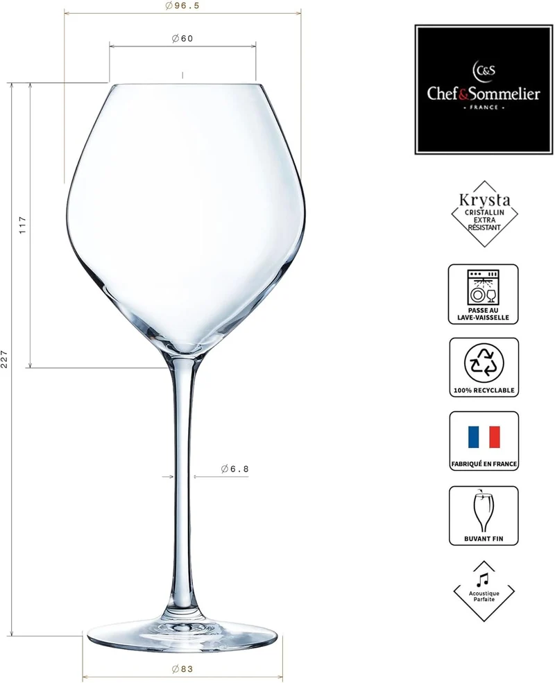 Chef & Sommelier - Kollektion Cheer Up - Weinglas 47cl - Moderne und elegante Gläser – Standard-Wide