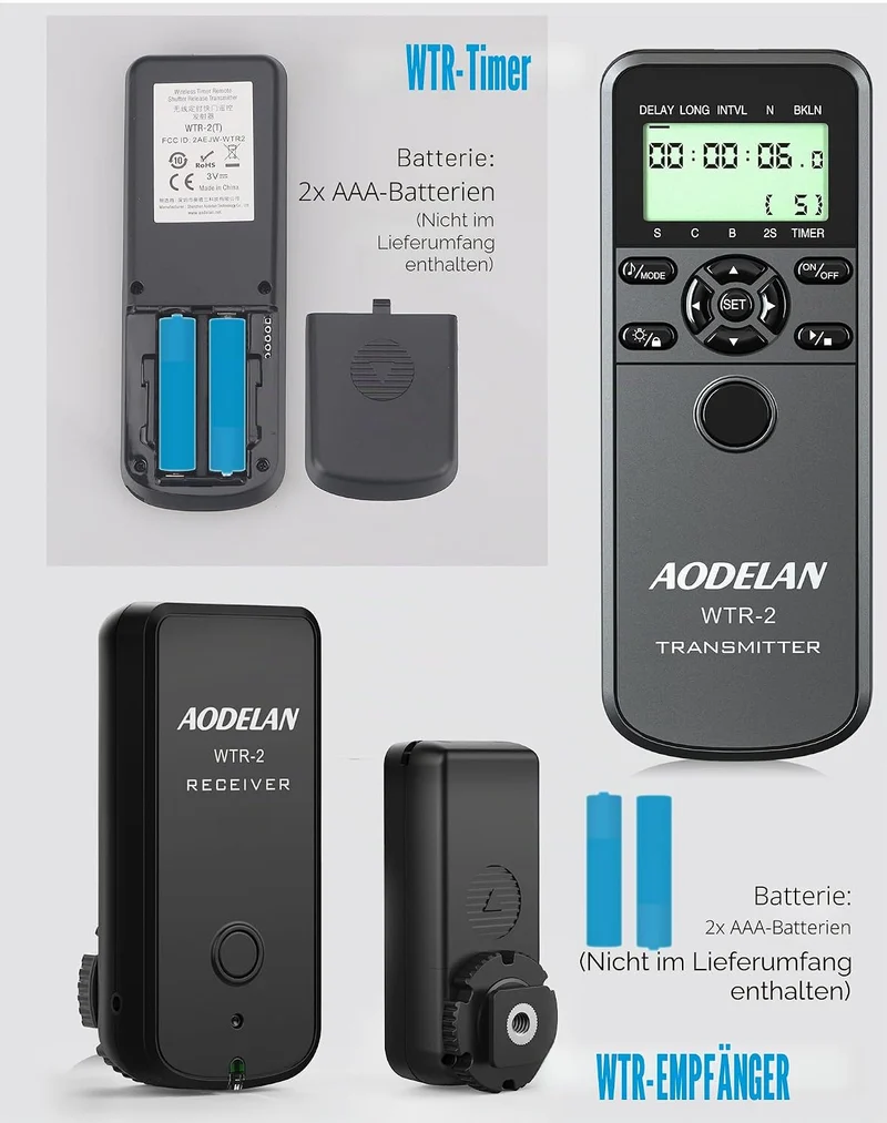 AODELAN Kompatibel für Nikon Kabellose Timer-Fernbedienung, Intervalometer-Fernauslöser für Nikon Z9