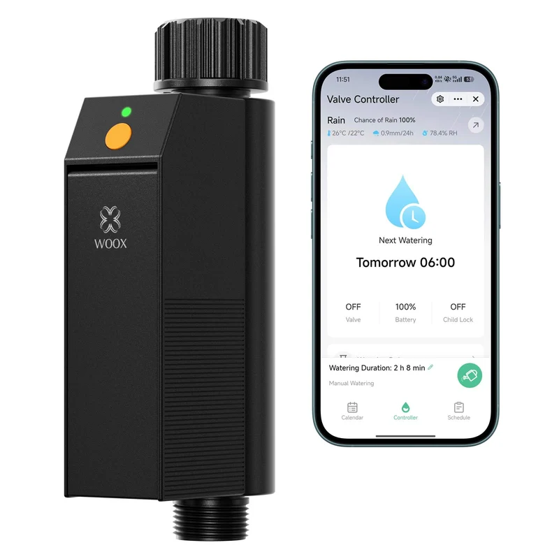 WOOX Smart WLAN Bewässerungscomputer, Kein Hub Erforderlich 2,4GHz Bewässerungsuhr, App/Sprachsteuer