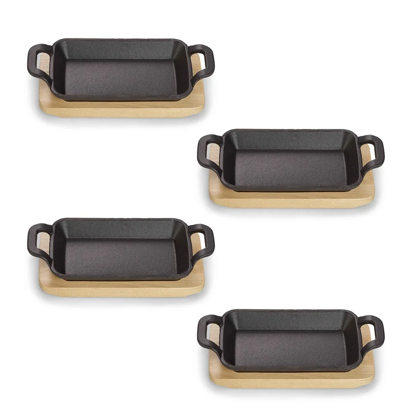 ECHTWERK Servierschale aus Gusseisen, Servierschälchen, Mini Auflaufform mit Servierbrett, Bereits e