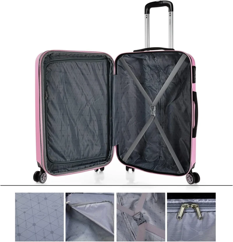 Hartschalenkoffer Gross, Reisekoffer Mit Rollen Gross - Robustes Reisegepäck Rosa M + XS, Rosa M + X