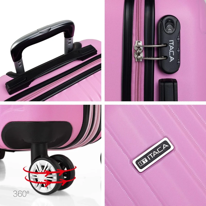 Hartschalenkoffer Gross, Reisekoffer Mit Rollen Gross - Robustes Reisegepäck Rosa M + XS, Rosa M + X