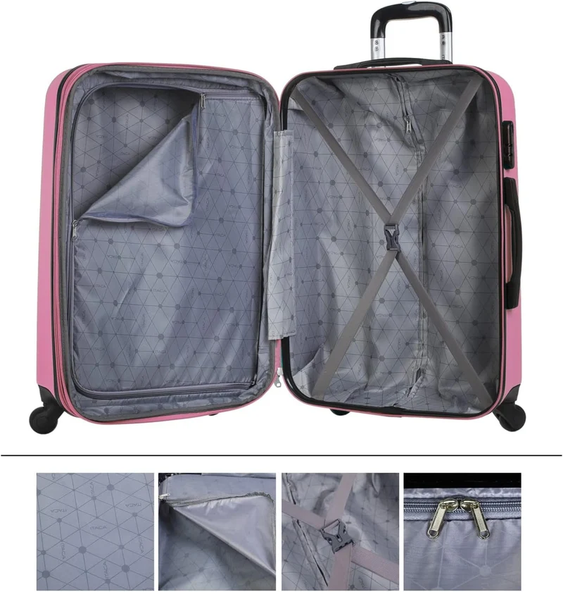 Hartschalenkoffer Gross, Reisekoffer Mit Rollen Gross - Robustes Reisegepäck Rosa M + XS, Rosa M + X