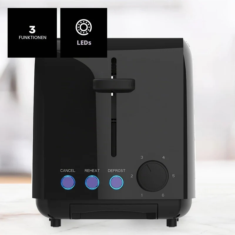 Taurus Amazing TO3000 - Brotröster 1450W, 2 extra lange und extra breite Schlitze, 6 Toaststufen, 3