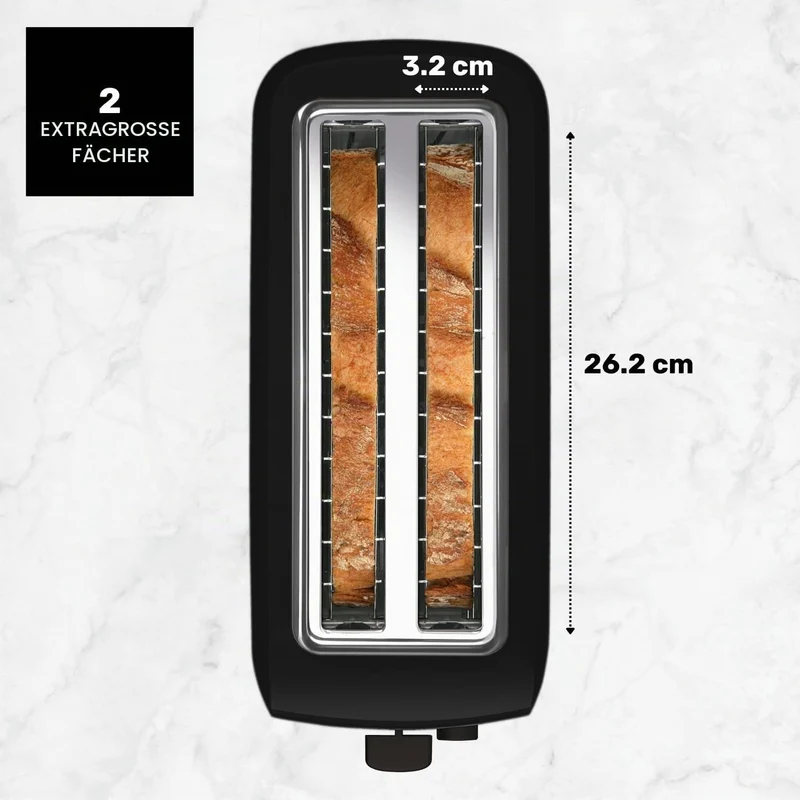 Taurus Amazing TO3000 - Brotröster 1450W, 2 extra lange und extra breite Schlitze, 6 Toaststufen, 3