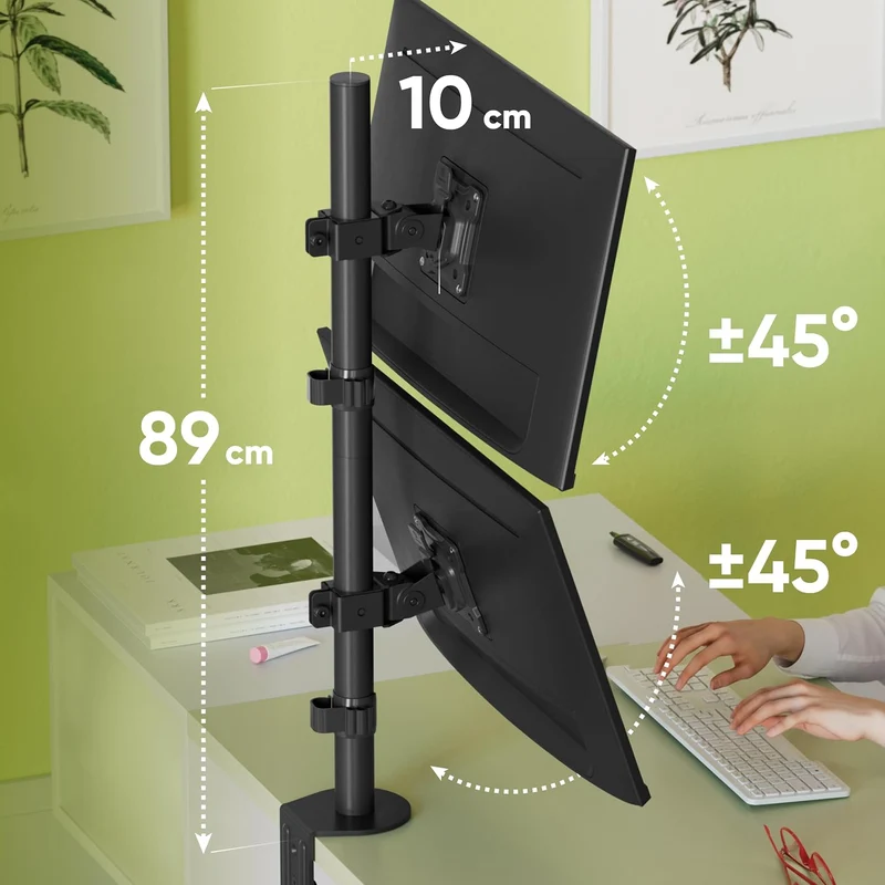 ONKRON Monitor Halterung 2 Monitore/Monitor Arm 2 Monitore 13-34 Zoll schwenkbar & neigbar 8kg (x2)