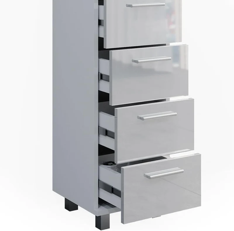 Vicco Badschrank Ilias, Weiss Hochglanz, 30 x 95 cm, Weiss Hochglanz