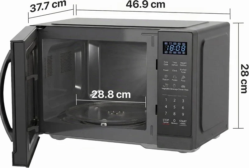 HMW-MD25DBK Mechanischer Mikrowellenherd, 25 l, 800 W Aufsatz-Mikrowelle mit 5 Leistungsstufen, Time