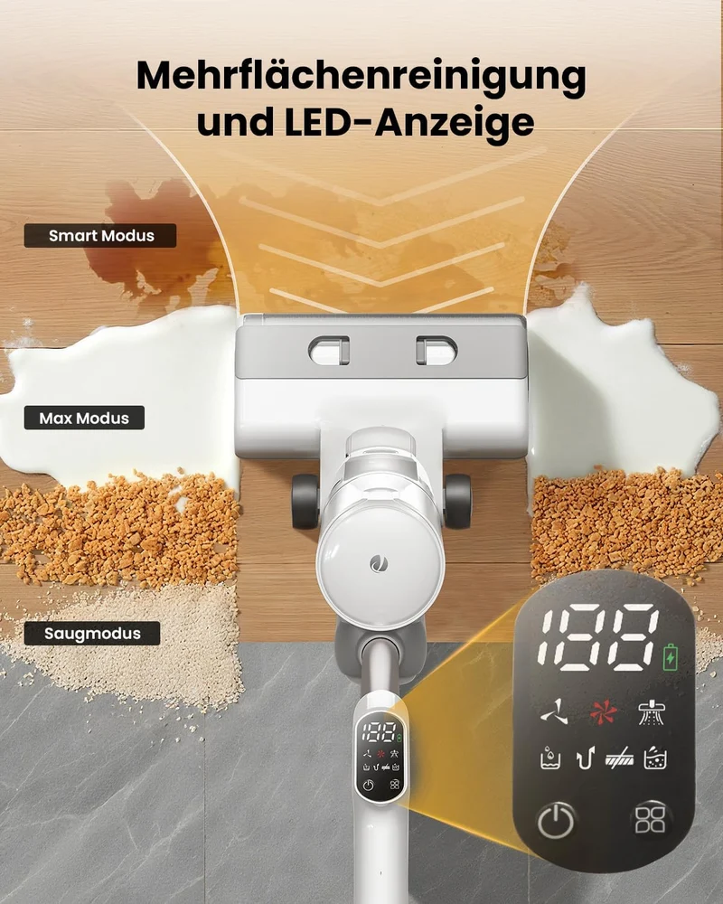 Proscenic F10 Ultra Nass Trockensauger, 60 Min Staubsauger mit Wischfunktion, Saugwischer Smart 3 in