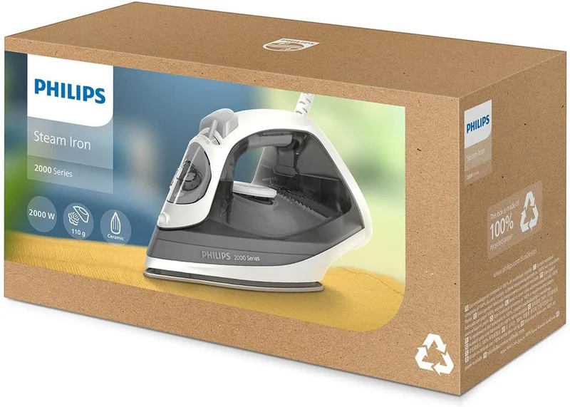 Philips 2000-Serie Dampfbügeleisen - Bis zu 25 g/min Dauerdampf. 2000W. 250 ml Wassertank. Schnelle