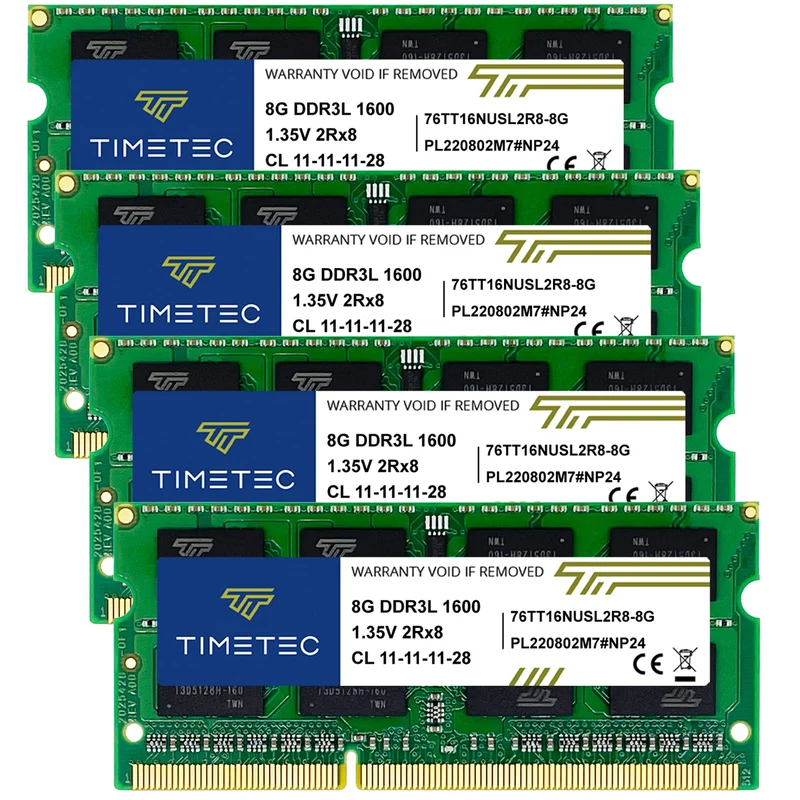 Timetec 32GB KIT (4 x 8GB) DDR3L / DDR3 1600 MHz (DDR3L-1600) PC3L-12800 / PC3-12800 Non-ECC ungepuf