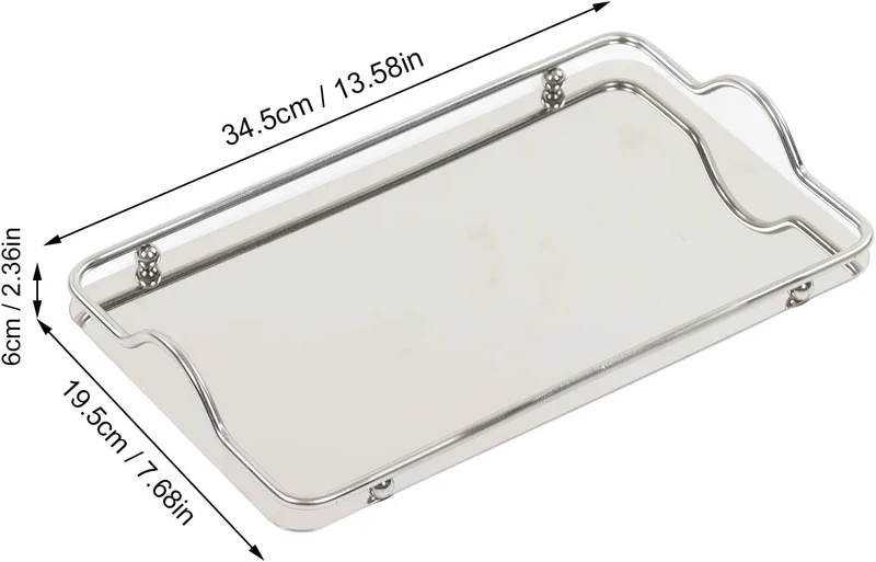 Serviertablett,Edelstahltablett,grosses rechteckiges Tablett,Elegantes rechteckiges Edelstahltablett