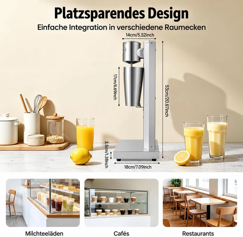 Drink Mixer 650ML Profi Milchshaker Standmixer elektrischer Getränkemixer Mixbecher für Smoothies, C