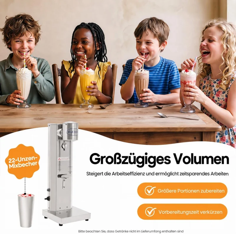 Drink Mixer 650ML Profi Milchshaker Standmixer elektrischer Getränkemixer Mixbecher für Smoothies, C