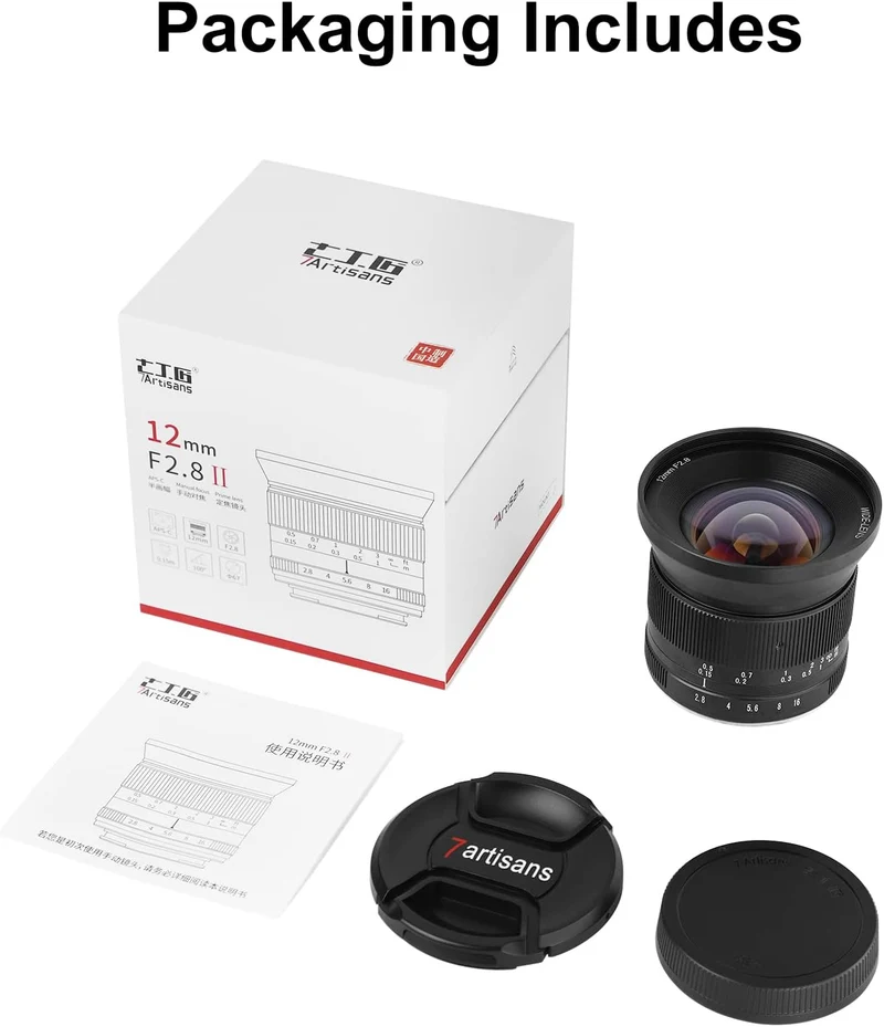 7artisans 12 mm F2.8 Mark Ⅱ Ultra-Weitwinkel APS-C Manueller Fokus Prime Objektiv kompatibel für Can