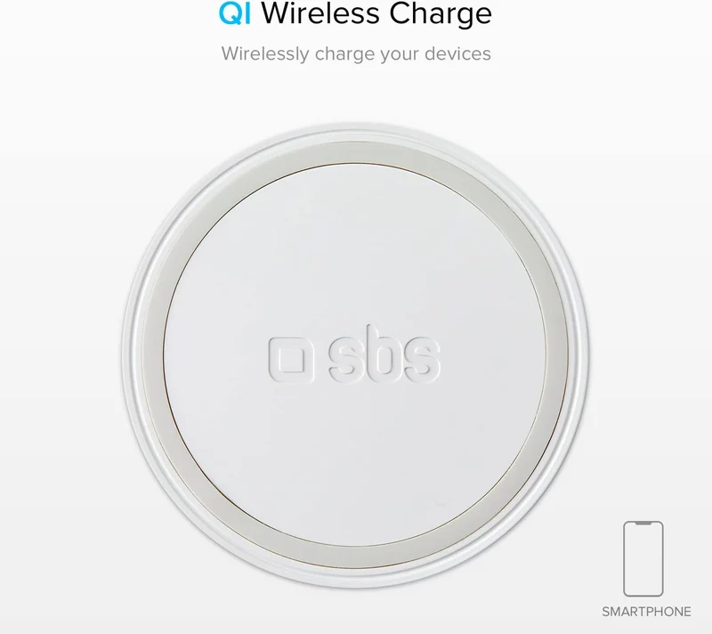 SBS Wireless Fast Charge Tischlader, 15 W für ultraschnelles Laden, Ladestation für Qi-Handys, Smart