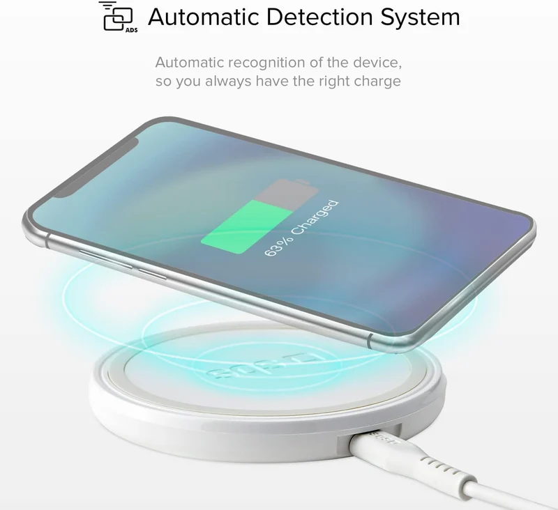 SBS Wireless Fast Charge Tischlader, 15 W für ultraschnelles Laden, Ladestation für Qi-Handys, Smart