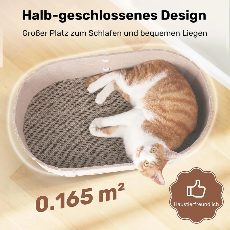 FUKUMARU Kratzbrett für Katzen, 61 cm Kratzpappe in Sofa-Form, Umkehrbares Katzenbett, Runde Kratzpa