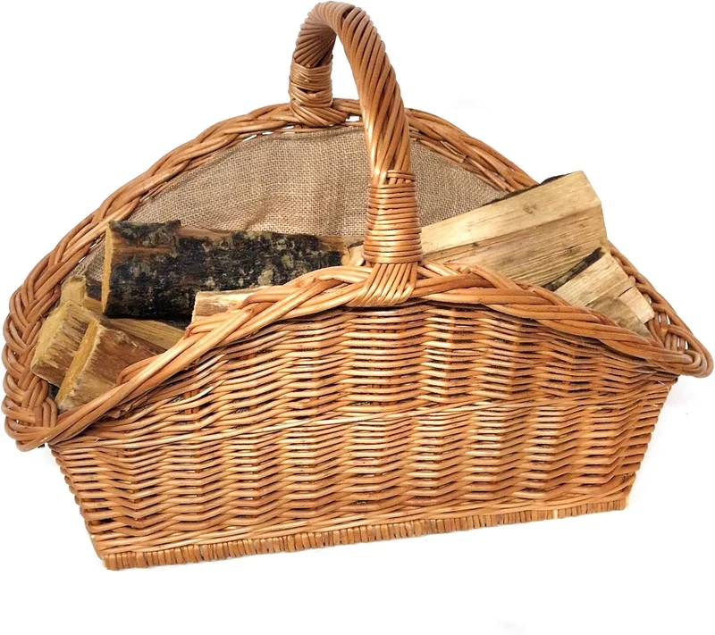 Tigana - Kaminkorb Holzkorb Kaminholzkorb aus Weide mit Jute (Art. 90280-Stabilo - Natur)