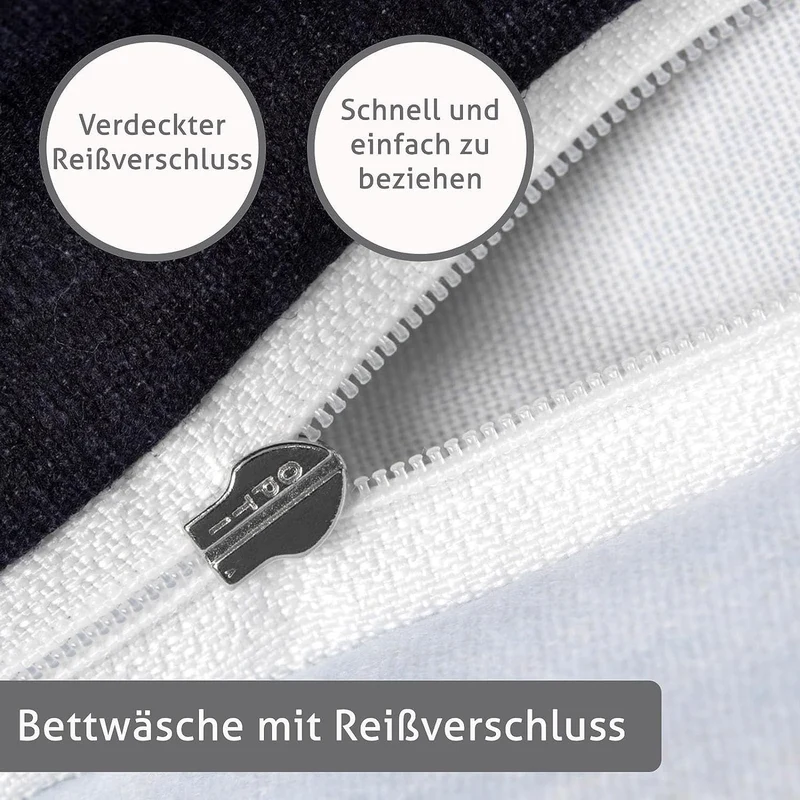 LINKHOFF Biber Bettwäsche 135x200 2tlg - Made in Germany - Bettwäsche in Oxford Beige Creme aus 100%
