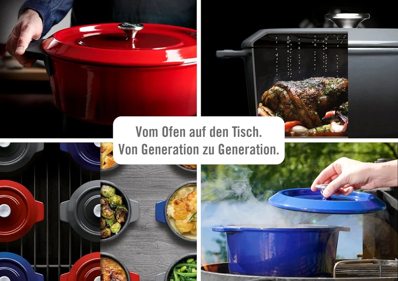Woll Iron Gusstopf mit Deckel und Silikongriffen - Induktiv -, Ø 16 cm, 8 cm hoch, 1,3l - Geeignet f
