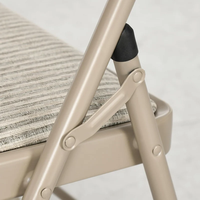 HOMCOM Klappstuhl mit Gepolsteter Rückenlehne 6er Set bis 120 kg Beige Stoff mit Leinenoptik (100% P