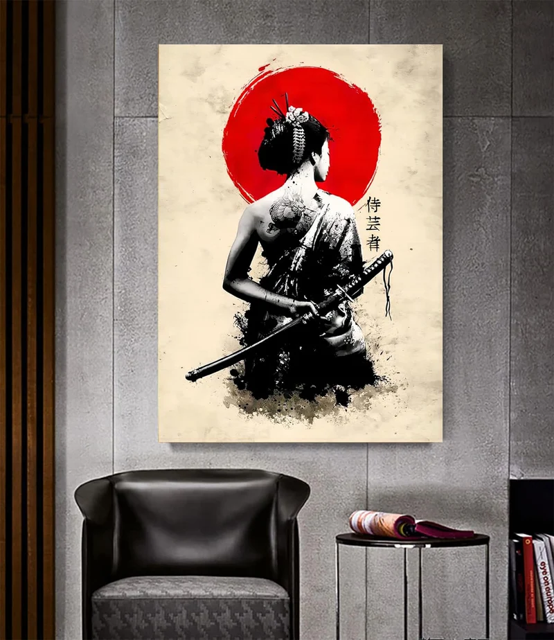LYBOHO Japanisch Frau Poster Bilder Leinwand Wandkunst Leinwandbilder Kunstdrucke Wohnzimmer Wanddek
