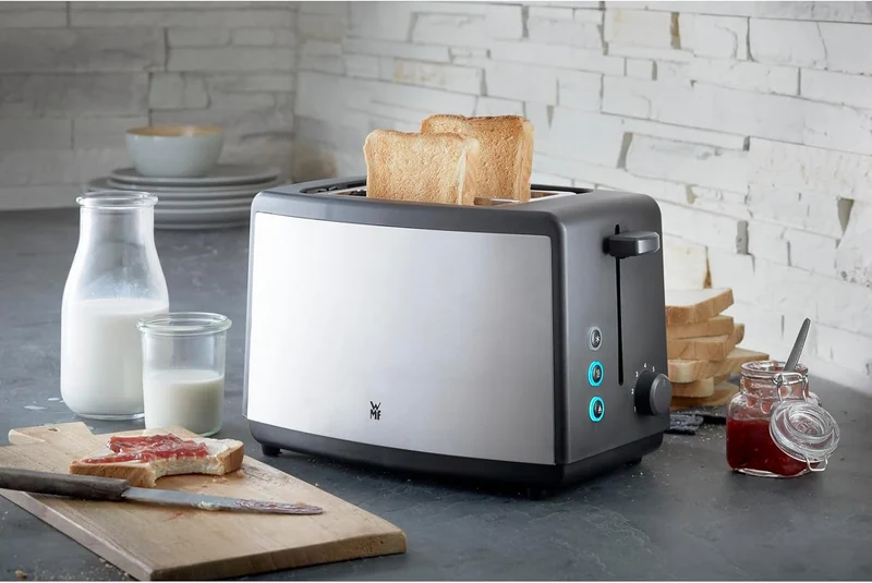 WMF Bueno Edition Toaster Edelstahl, Doppelschlitz Toaster mit Brötchenaufsatz, 2 Scheiben, 7 Bräunu