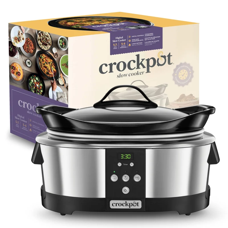 Crockpot, elektronischer Schongarer | 5,7 l (5–6 Personen) | programmierbar mit digitalem 20-Stunden