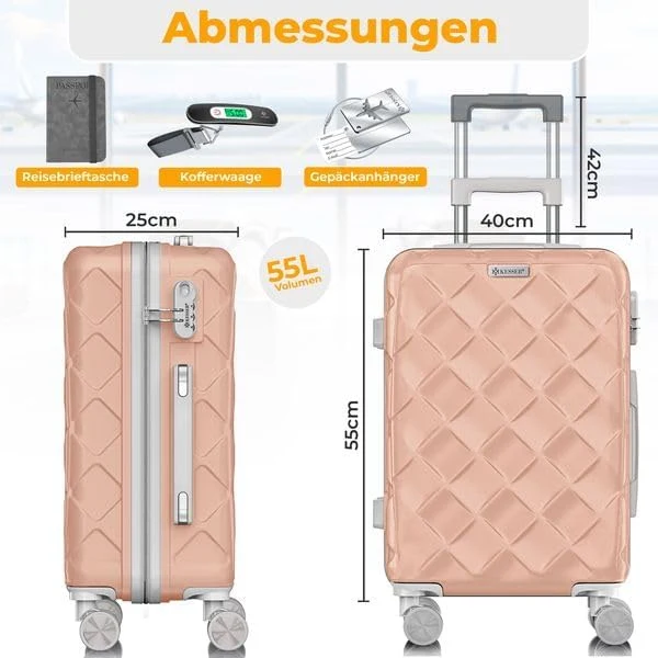 KESSER® Reisekoffer 55L Koffer Handgepäck ABS Hartschalenkoffer mit Zahlenschloss, Kofferwaage & Rei