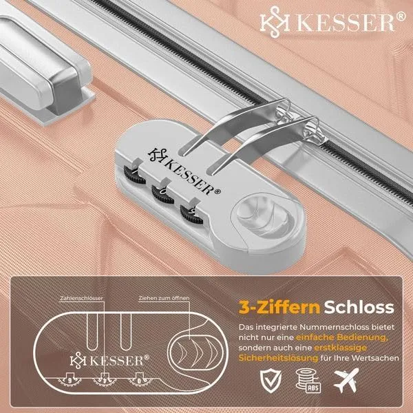 KESSER® Reisekoffer 55L Koffer Handgepäck ABS Hartschalenkoffer mit Zahlenschloss, Kofferwaage & Rei
