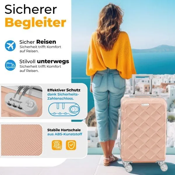 KESSER® Reisekoffer 55L Koffer Handgepäck ABS Hartschalenkoffer mit Zahlenschloss, Kofferwaage & Rei