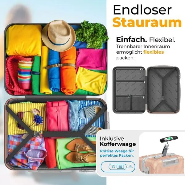 KESSER® Reisekoffer 55L Koffer Handgepäck ABS Hartschalenkoffer mit Zahlenschloss, Kofferwaage & Rei