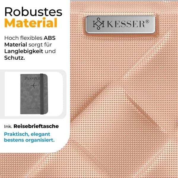 KESSER® Reisekoffer 55L Koffer Handgepäck ABS Hartschalenkoffer mit Zahlenschloss, Kofferwaage & Rei
