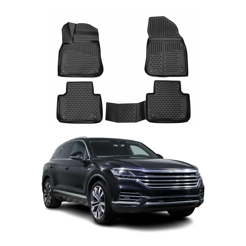 OMAC Fussmatten für VW Touareg 2010-2018 TPE 4X Schwarz Touareg 2010-2018 Fussmatten / Schwarz - 1,