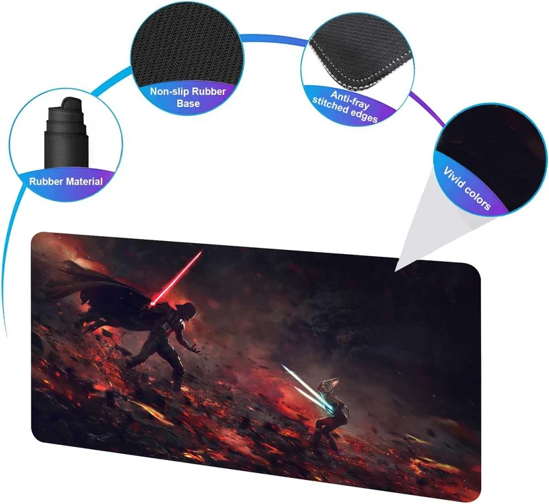GZESZT XXL-Mauspad Ahsoka-Tano Vs Vader, extra grosses Gaming-Mauspad, Laptop-Schreibtischmatte, rut